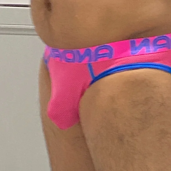 Andrew Christian Vibrant Pink and Blue Briefs underwear - Picture 3 of 6
